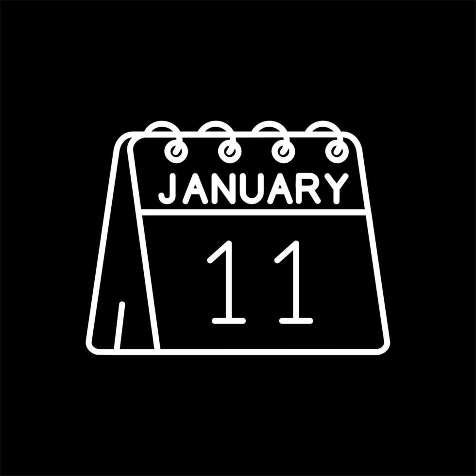 11º do janeiro linha invertido ícone vetor