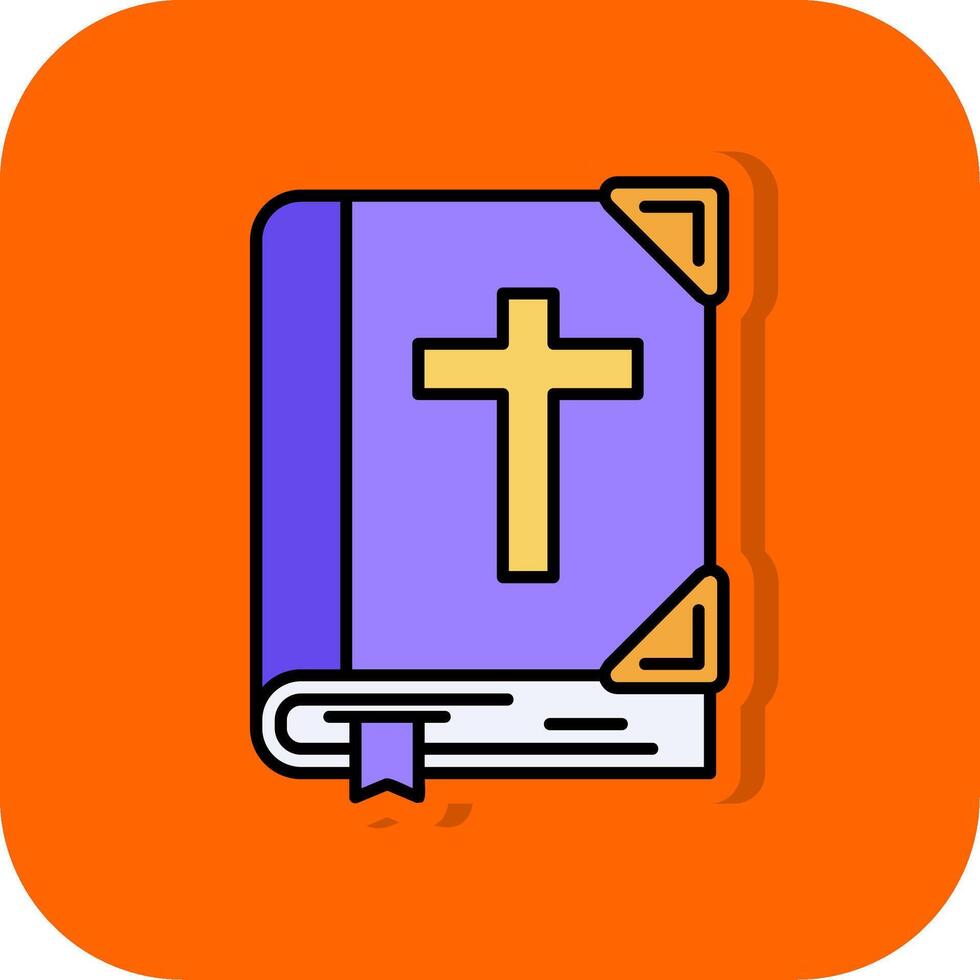 Bíblia preenchidas laranja fundo ícone vetor