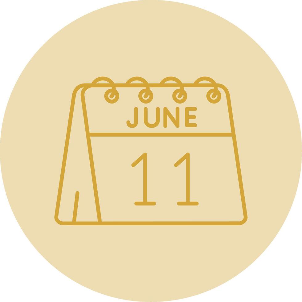11º do Junho linha amarelo círculo ícone vetor