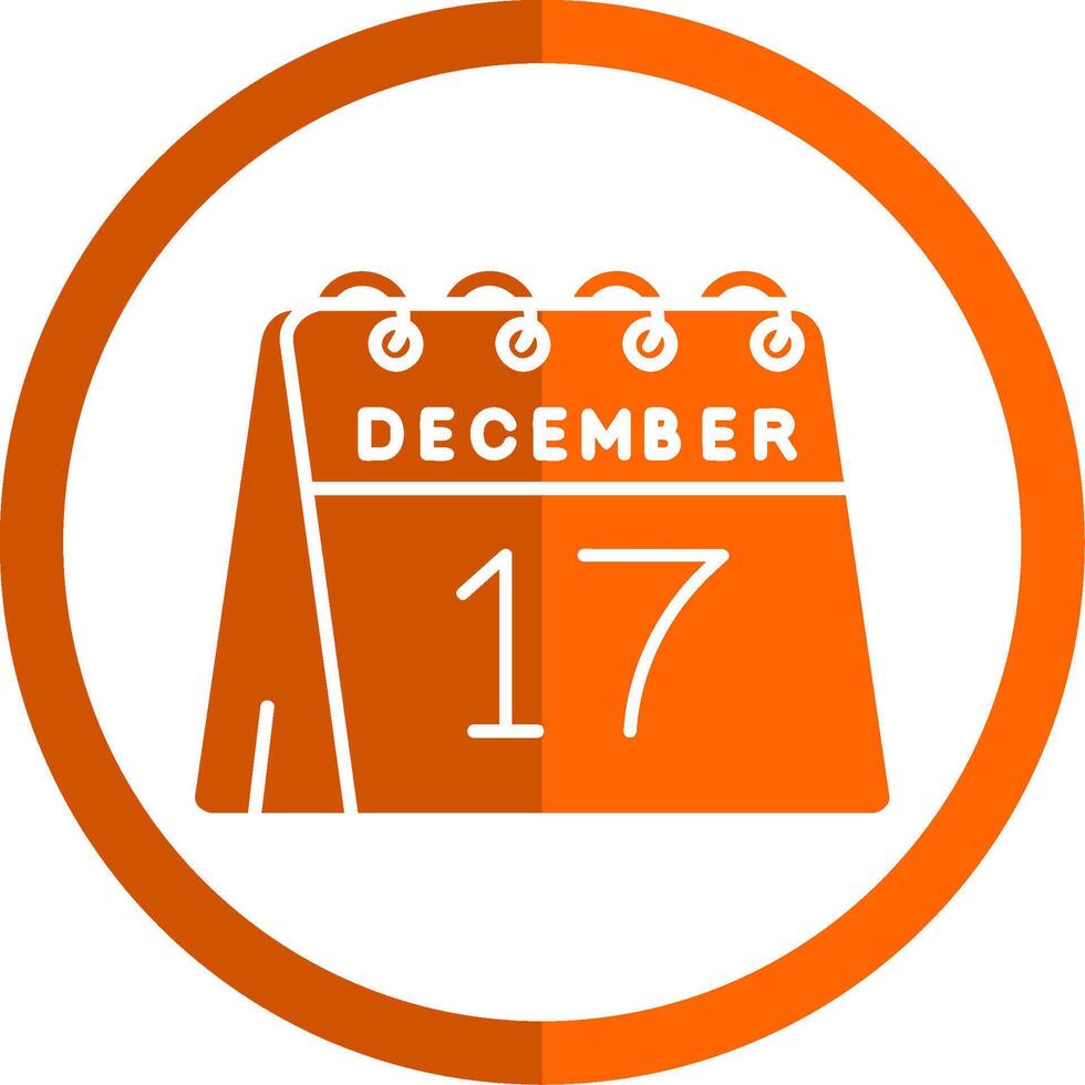 Dia 17 do dezembro glifo laranja círculo ícone vetor