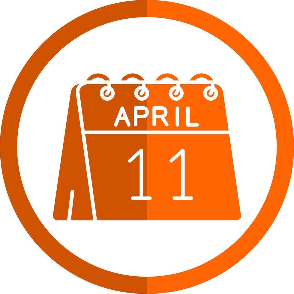 11º do abril glifo laranja círculo ícone vetor