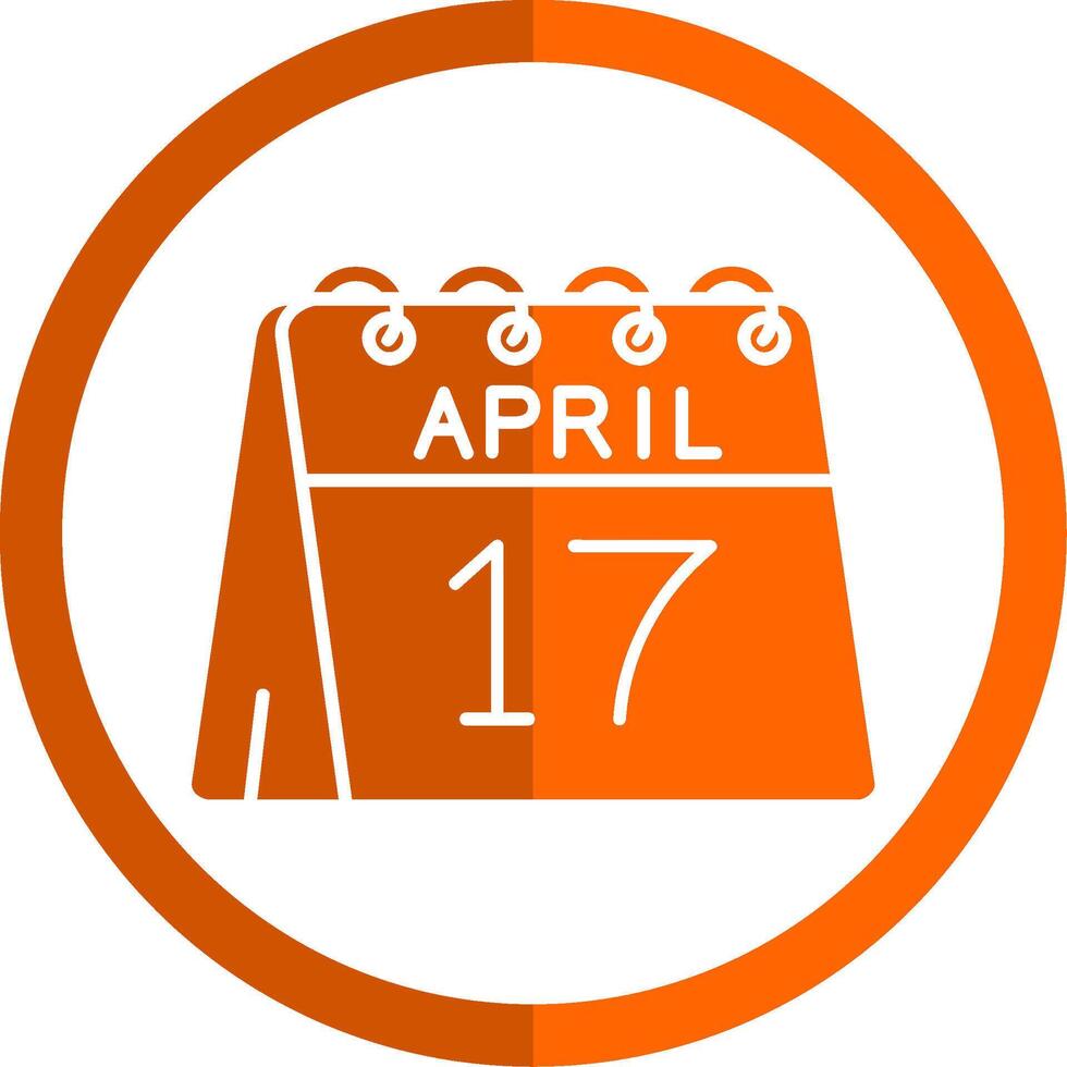 Dia 17 do abril glifo laranja círculo ícone vetor