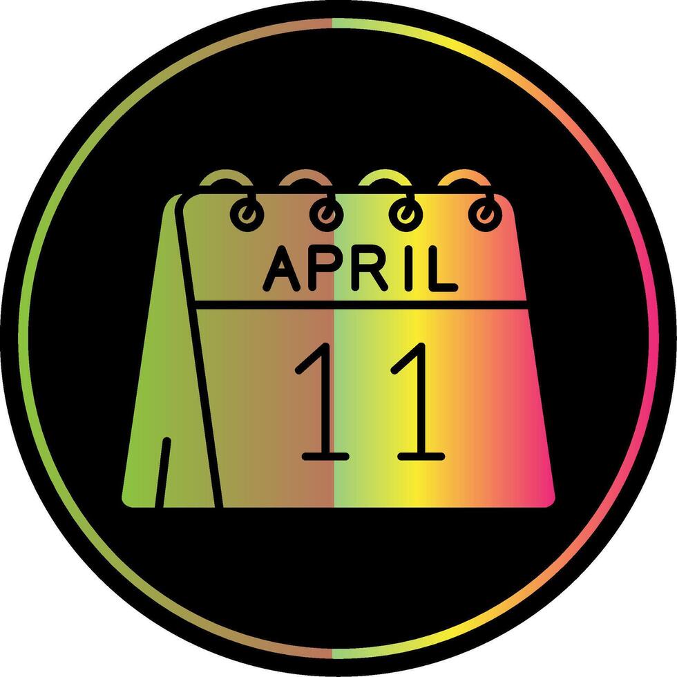 11º do abril glifo vencimento cor ícone vetor