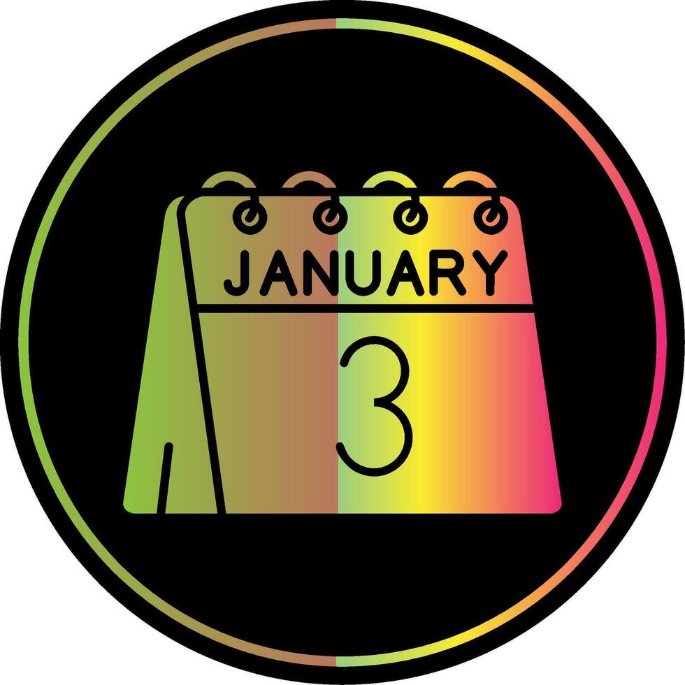 3º do janeiro glifo vencimento cor ícone vetor