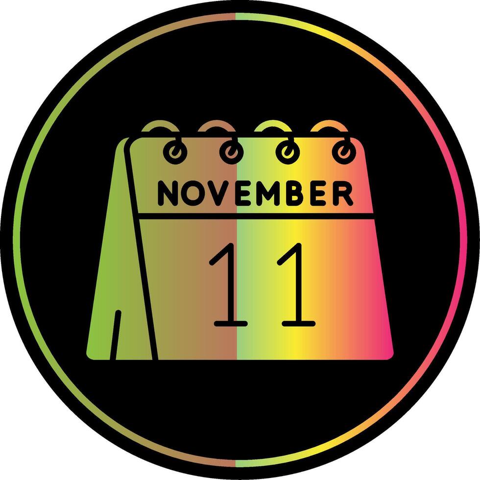 11º do novembro glifo vencimento cor ícone vetor