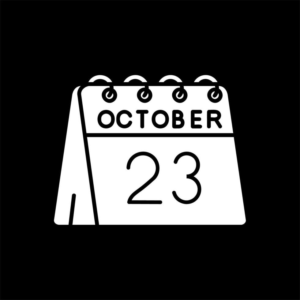 23º do Outubro glifo invertido ícone vetor