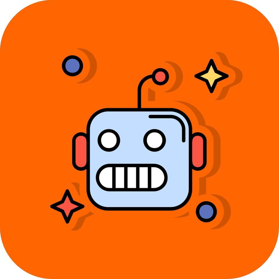 robô preenchidas laranja fundo ícone vetor