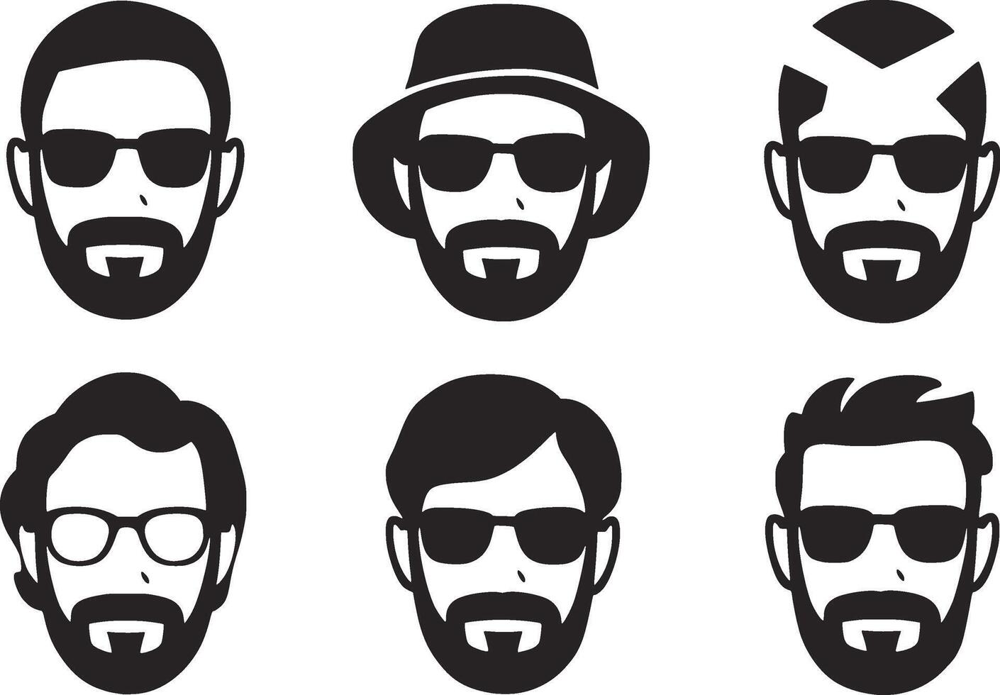 conjunto do homens com barba e oculos de sol vetor ilustração