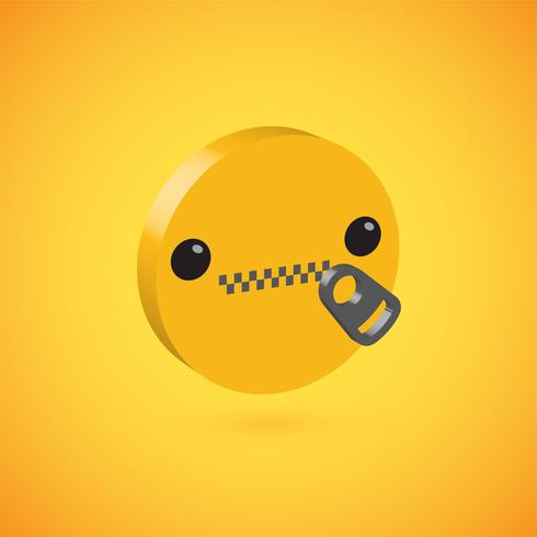 Emoticon de disco 3D alta detalhado amarelo, ilustração vetorial vetor