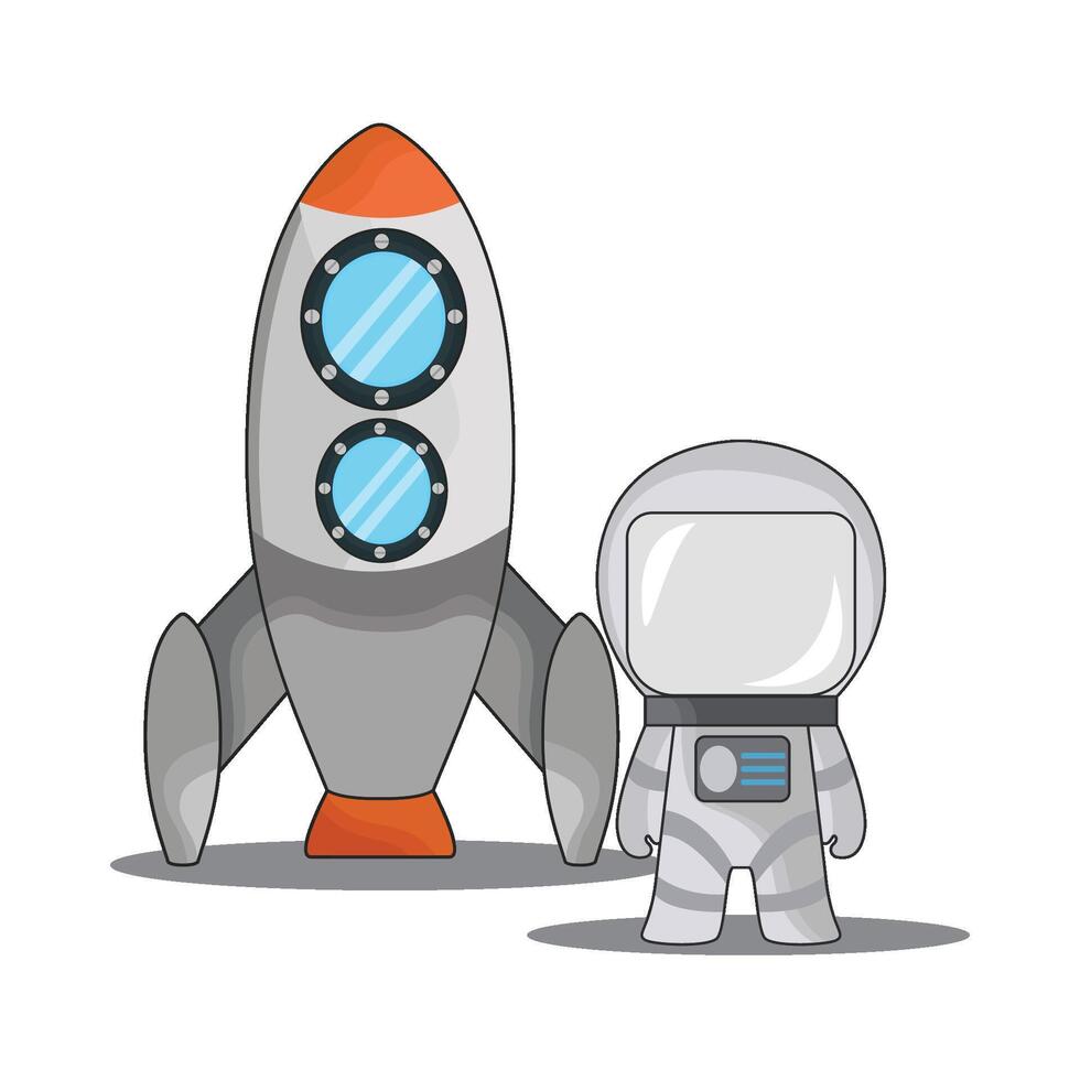 ilustração do foguete e astronauta vetor