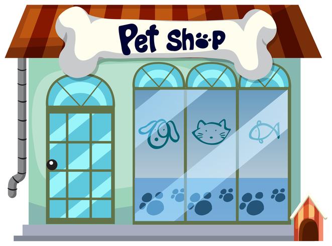 Um pet shop em fundo branco vetor