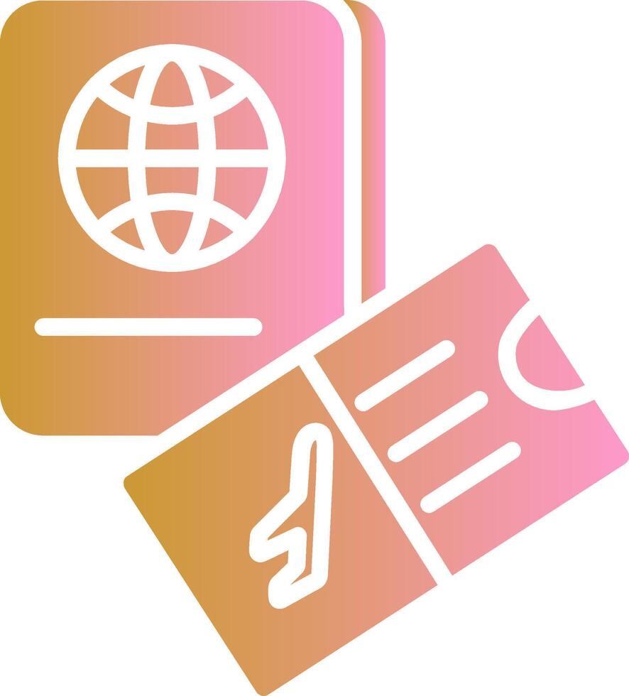 ícone de vetor de bilhete e passaporte