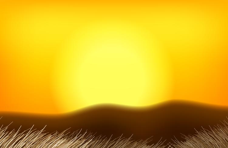Uma paisagem do sol laranja vetor