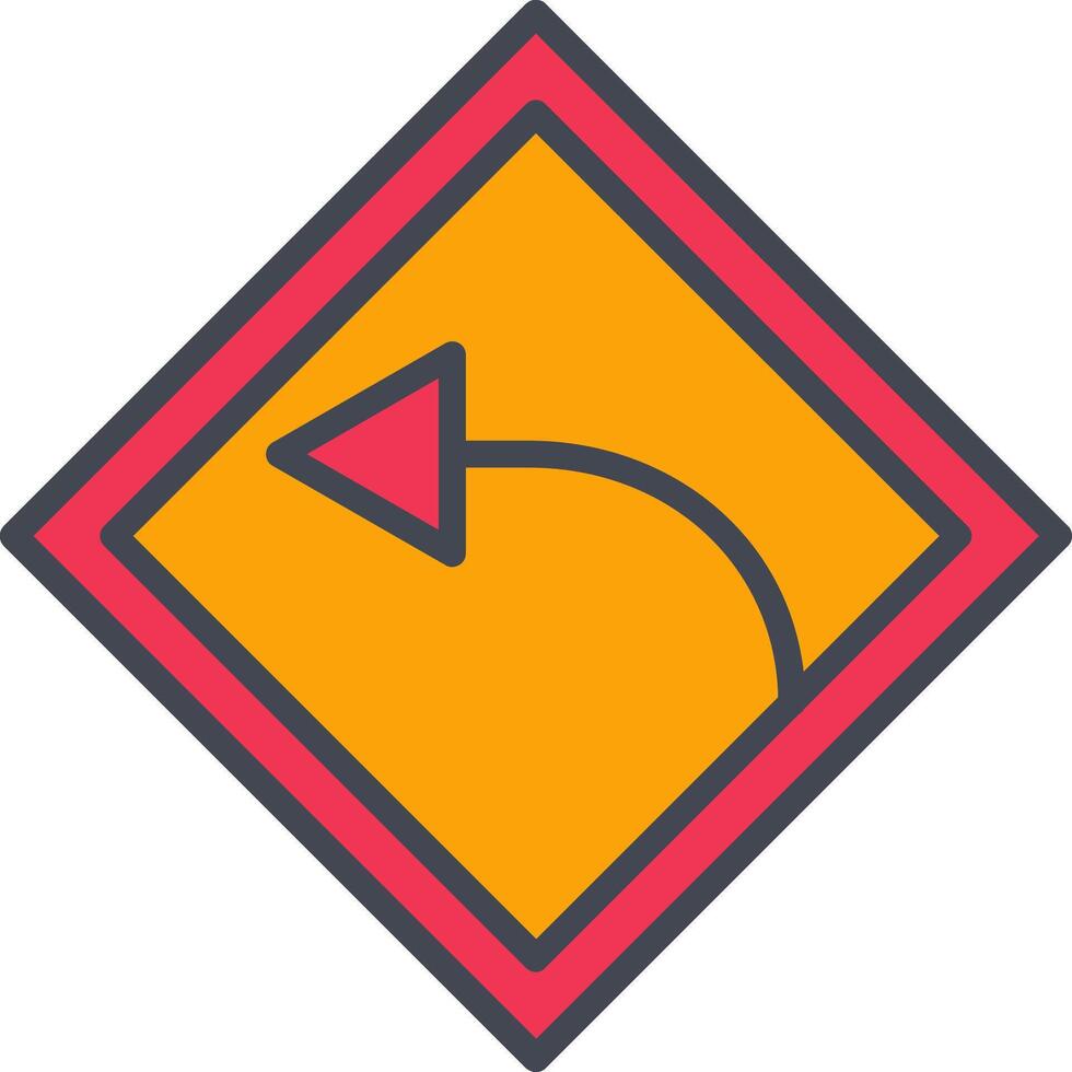 ícone de vetor de curva à esquerda