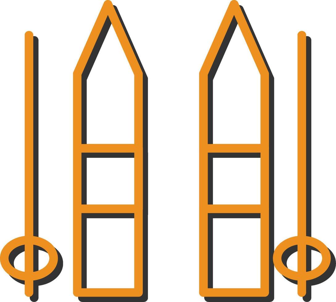 ícone de vetor de bastões de esqui
