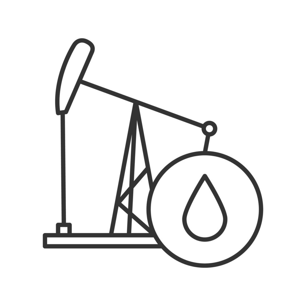 ícone linear da torre de petróleo. ilustração de linha fina. macaco da bomba com gota de óleo. símbolo de contorno. desenho de contorno isolado de vetor