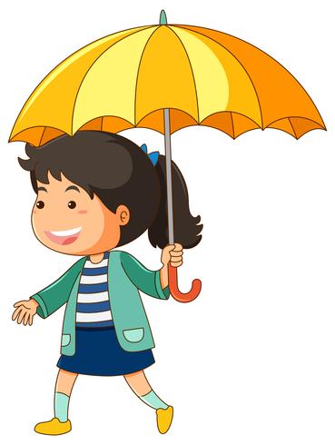 Menina, com, guarda-chuva amarelo vetor