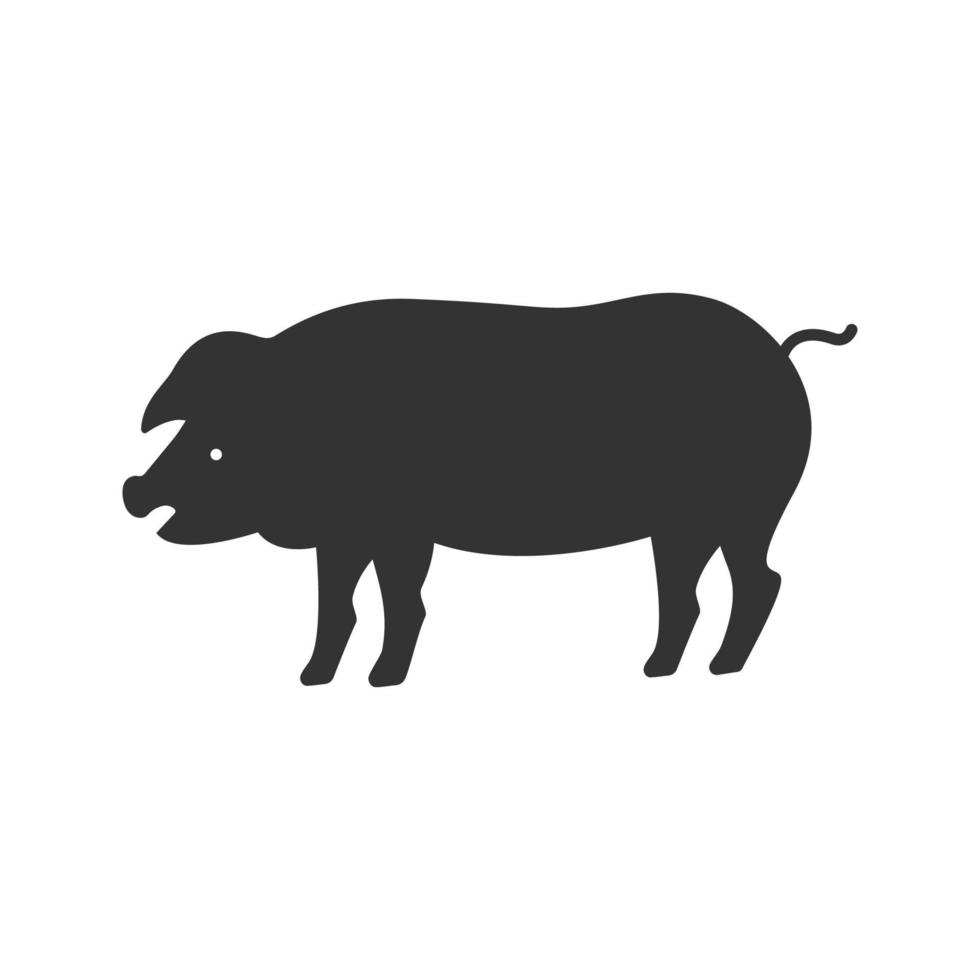 ícone de glifo de porco. símbolo da silhueta. pecuária. espaço negativo. ilustração isolada do vetor