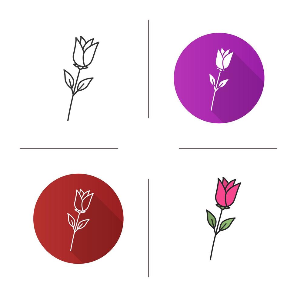 ícone de flor rosa. design plano, estilos lineares e de cores. ilustrações vetoriais isoladas vetor