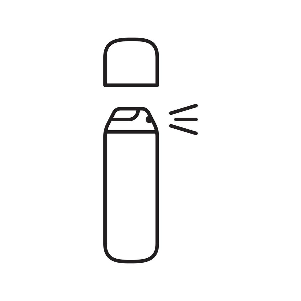 spray antitranspirante ícone linear. garrafa de desodorante. são produtos. ilustração de linha fina. Cosmético. spray de cabelo. símbolo de contorno. desenho de contorno isolado de vetor