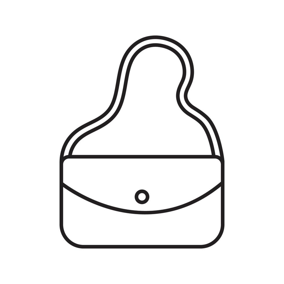 ícone linear de bolsa feminina. Bolsa de cosméticos. ilustração de linha fina. embreagem, bolsa, bolsa. símbolo de contorno. acessório feminino. desenho de contorno isolado de vetor