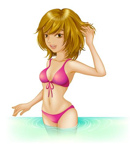 Garota sexy na piscina vetor