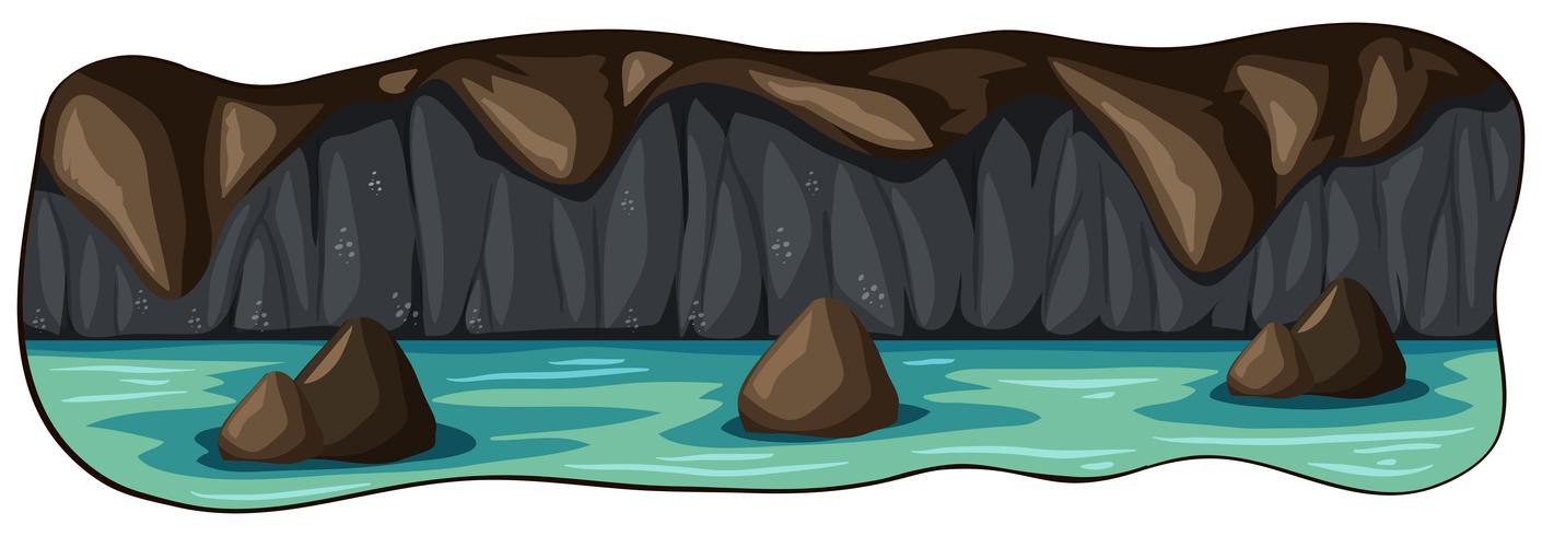 Uma caverna de rio subterrâneo assustador vetor
