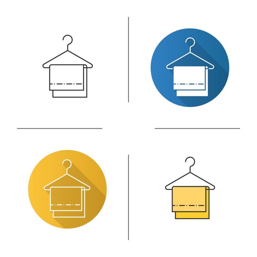 toalhas no ícone do cabide. design plano, estilos lineares e de cores. ilustrações vetoriais isoladas vetor