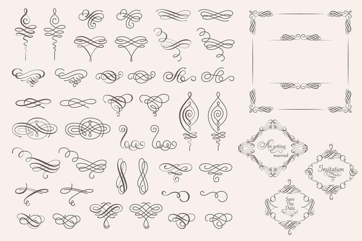 Definir a coleção de elementos de vetor caligráfico e decorações de página.