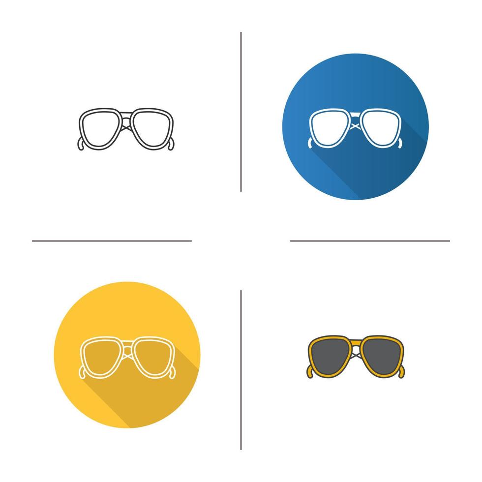 ícone de óculos de sol. design plano, estilos lineares e de cores. aviadores. ilustrações vetoriais isoladas vetor