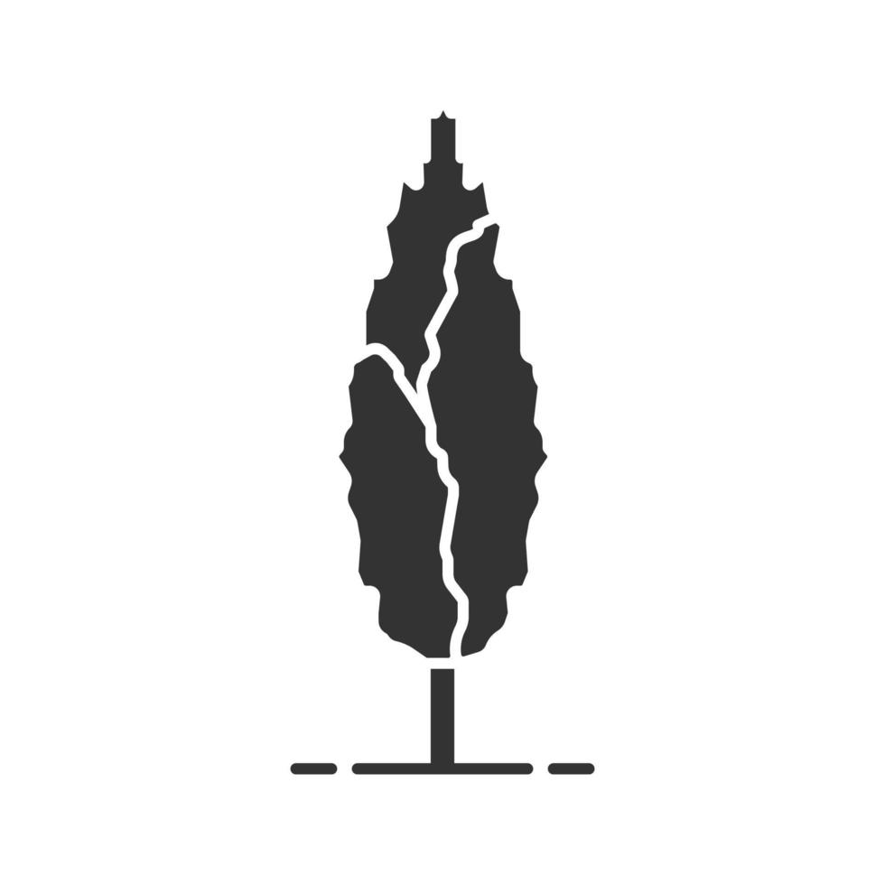 ícone de glifo de árvore de choupo. símbolo da silhueta. espaço negativo. ilustração isolada do vetor