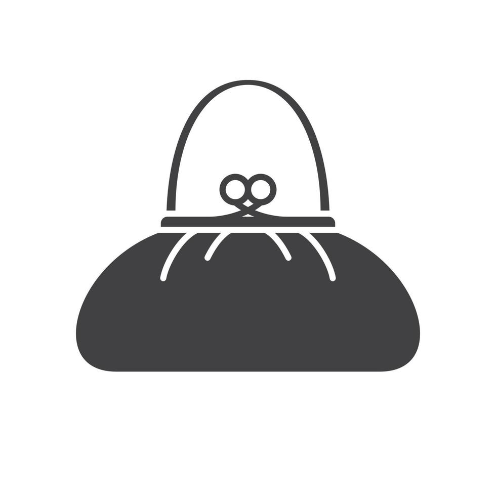 ícone de glifo de bolsa. símbolo da silhueta. bolsa feminina. espaço negativo. ilustração isolada do vetor