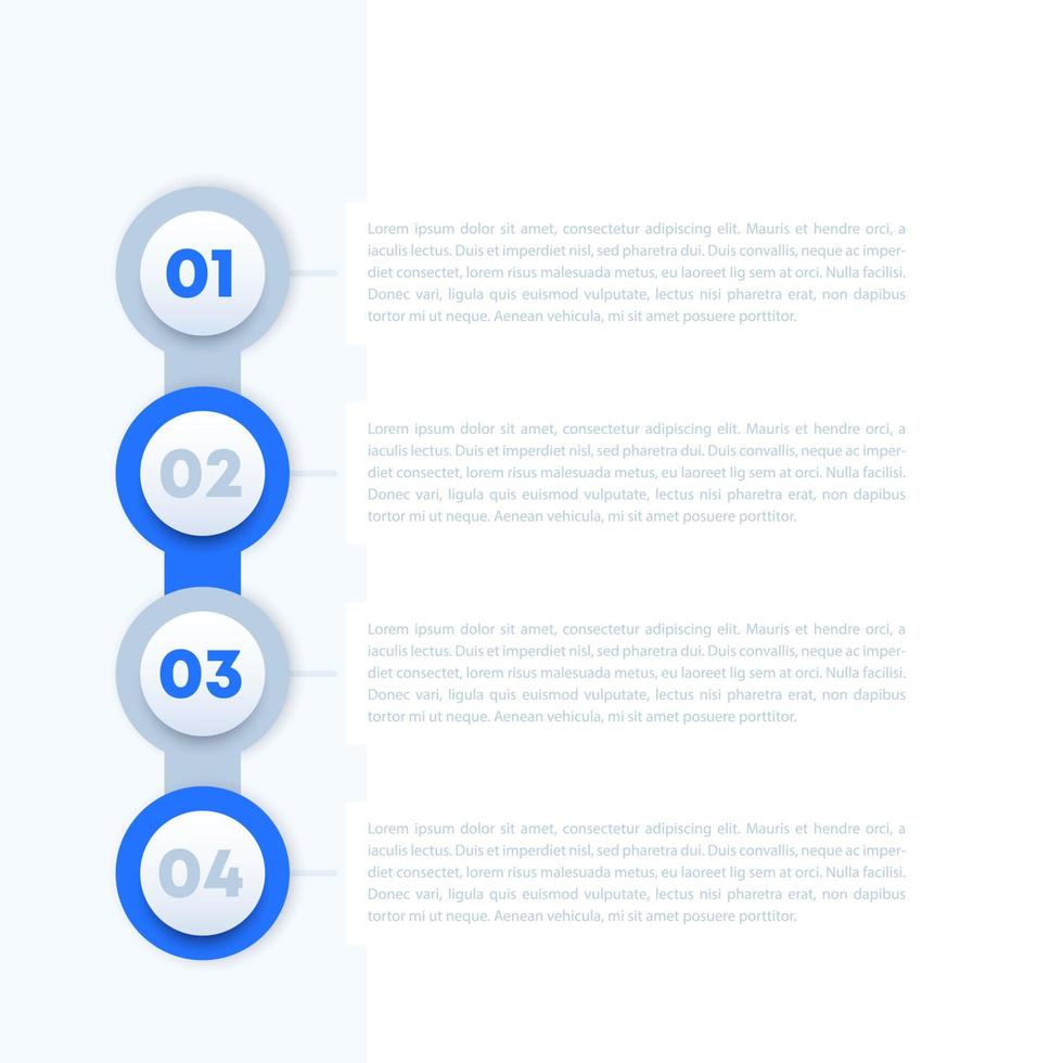 1, 2, 3, 4 etapas, design da barra de progresso, elementos vetoriais para infográficos de negócios vetor
