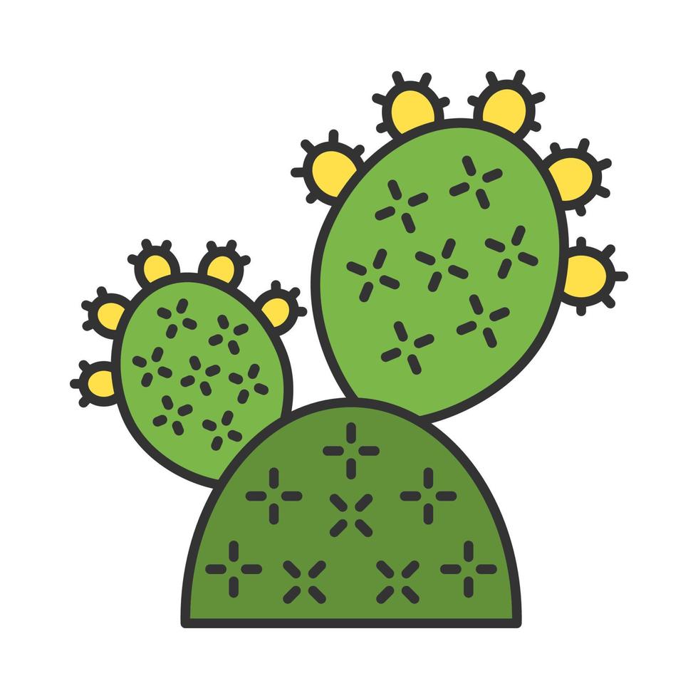 ícone de cor de cacto de pera espinhosa. opuntia. cacto de remo selvagem. planta da natureza mexicana. flora exótica. ilustração vetorial isolada vetor