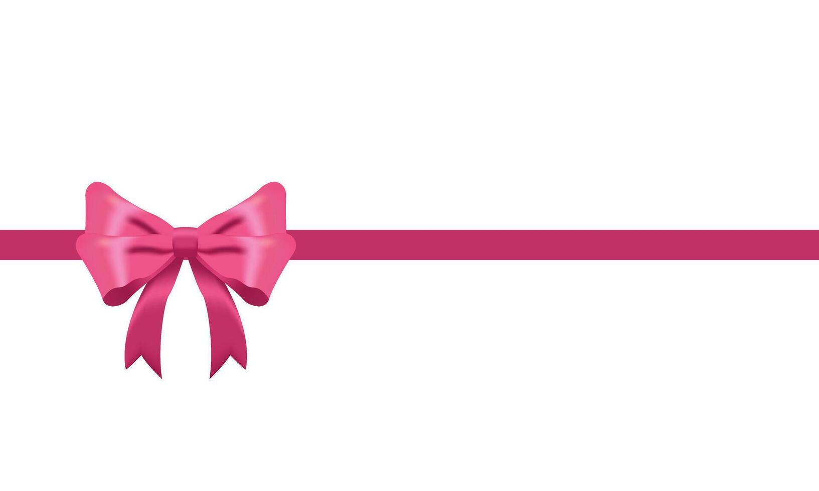 Rosa arco realista brilhante cetim e fita horizontal linha com sombra para decorar seu namorados cartão vetor eps10 isolado em branco fundo
