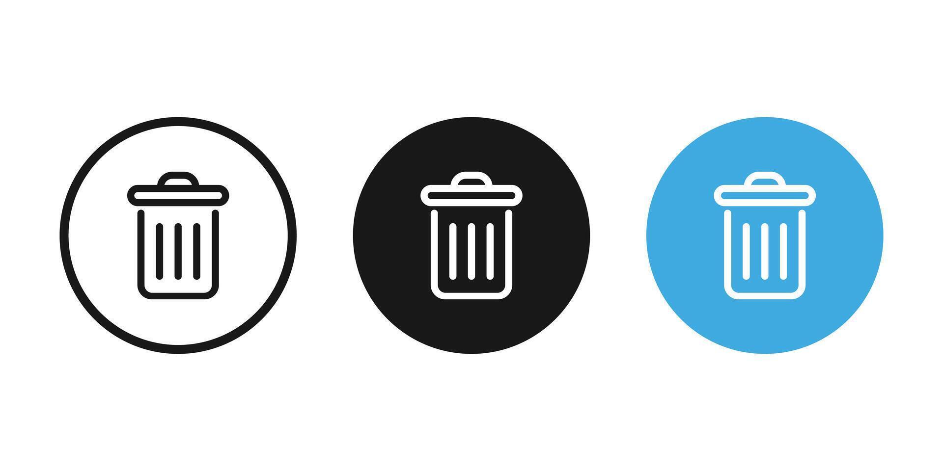 Lixo pode ícone, lixo, limpar \ limpo reciclar bin ícones. Lixo bin ícones. vetor