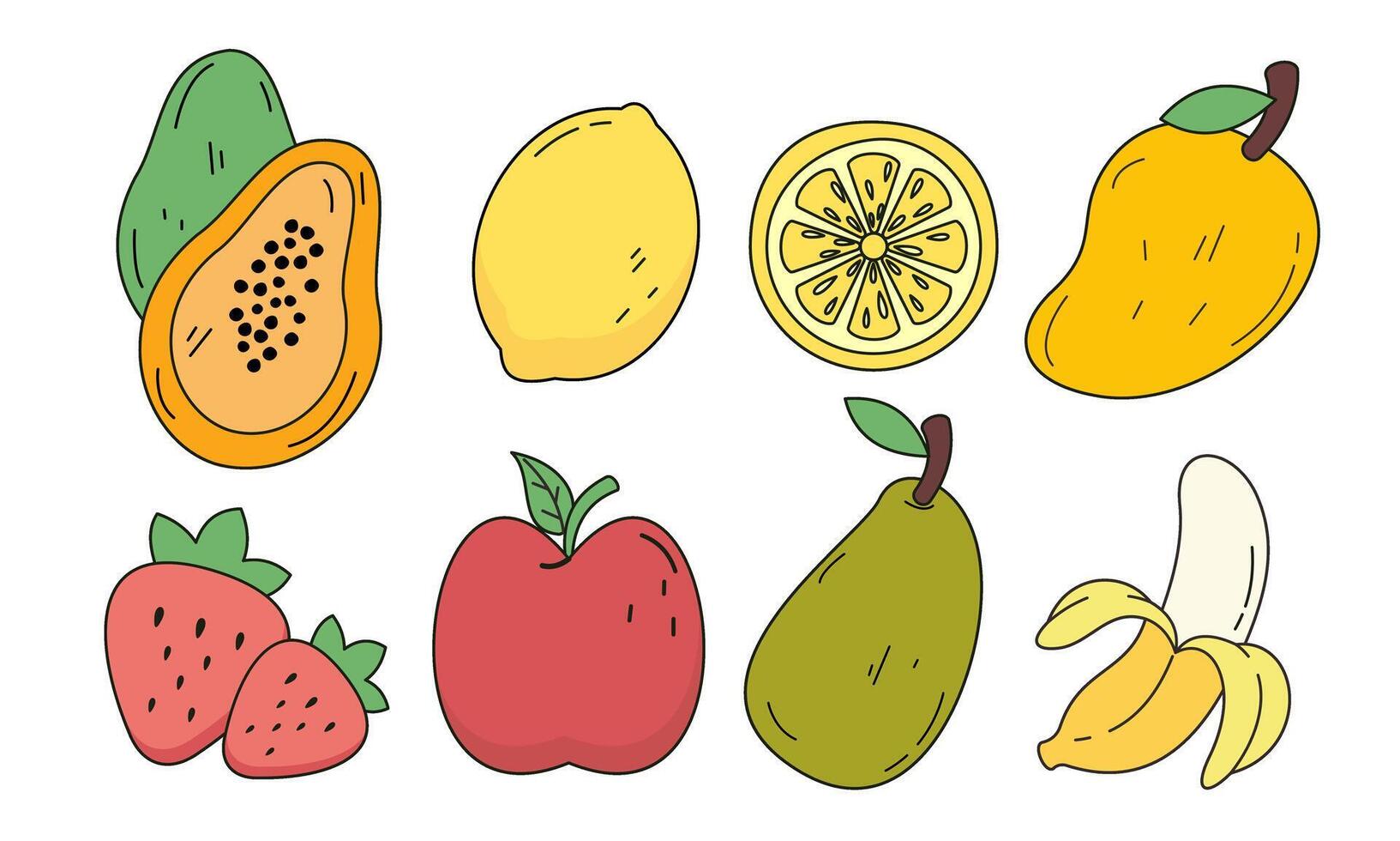 fruta desenho animado grande conjunto coleção vetor