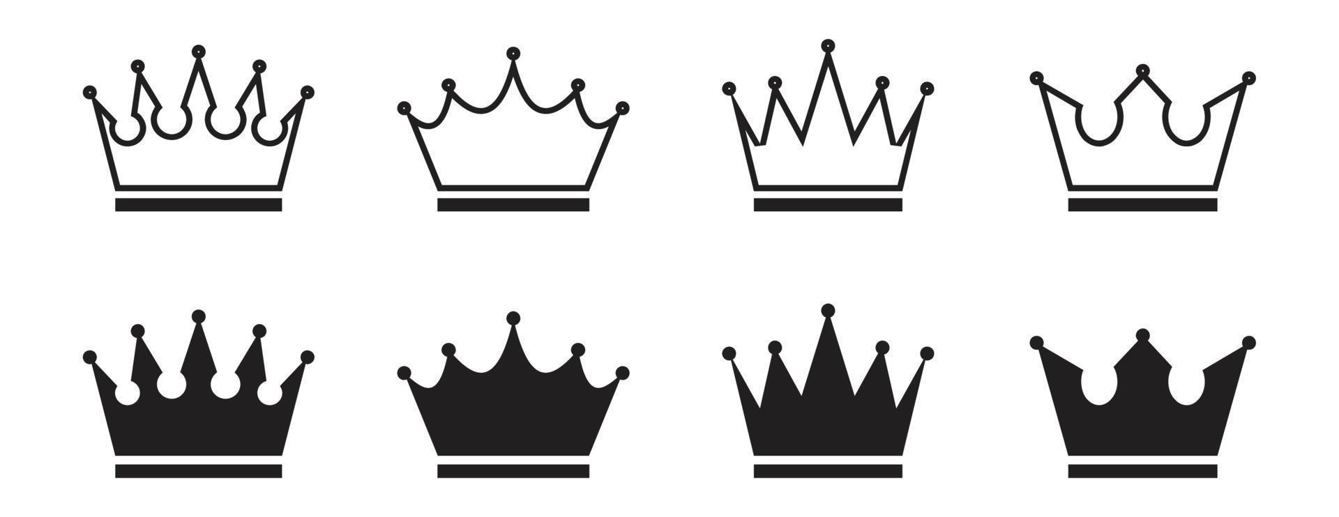conjunto de ícones da coroa. coleção do símbolo da coroa. ilustração vetorial vetor