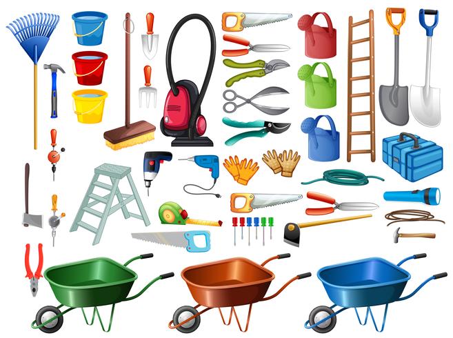 Diferentes ferramentas e equipamentos domésticos vetor