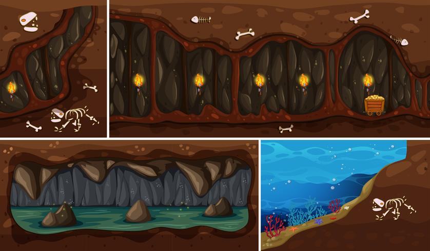 Um conjunto de espaço subterrâneo natural vetor