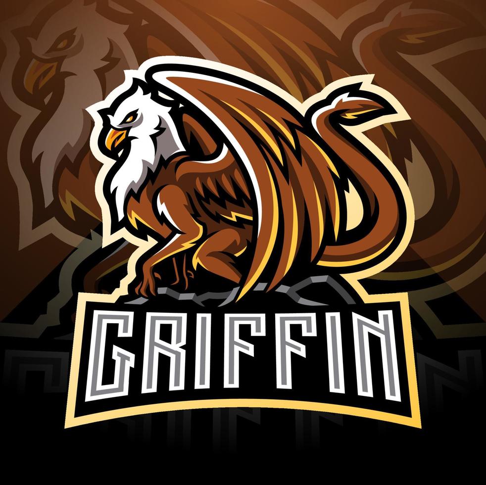 design do logotipo do mascote griffin esport vetor