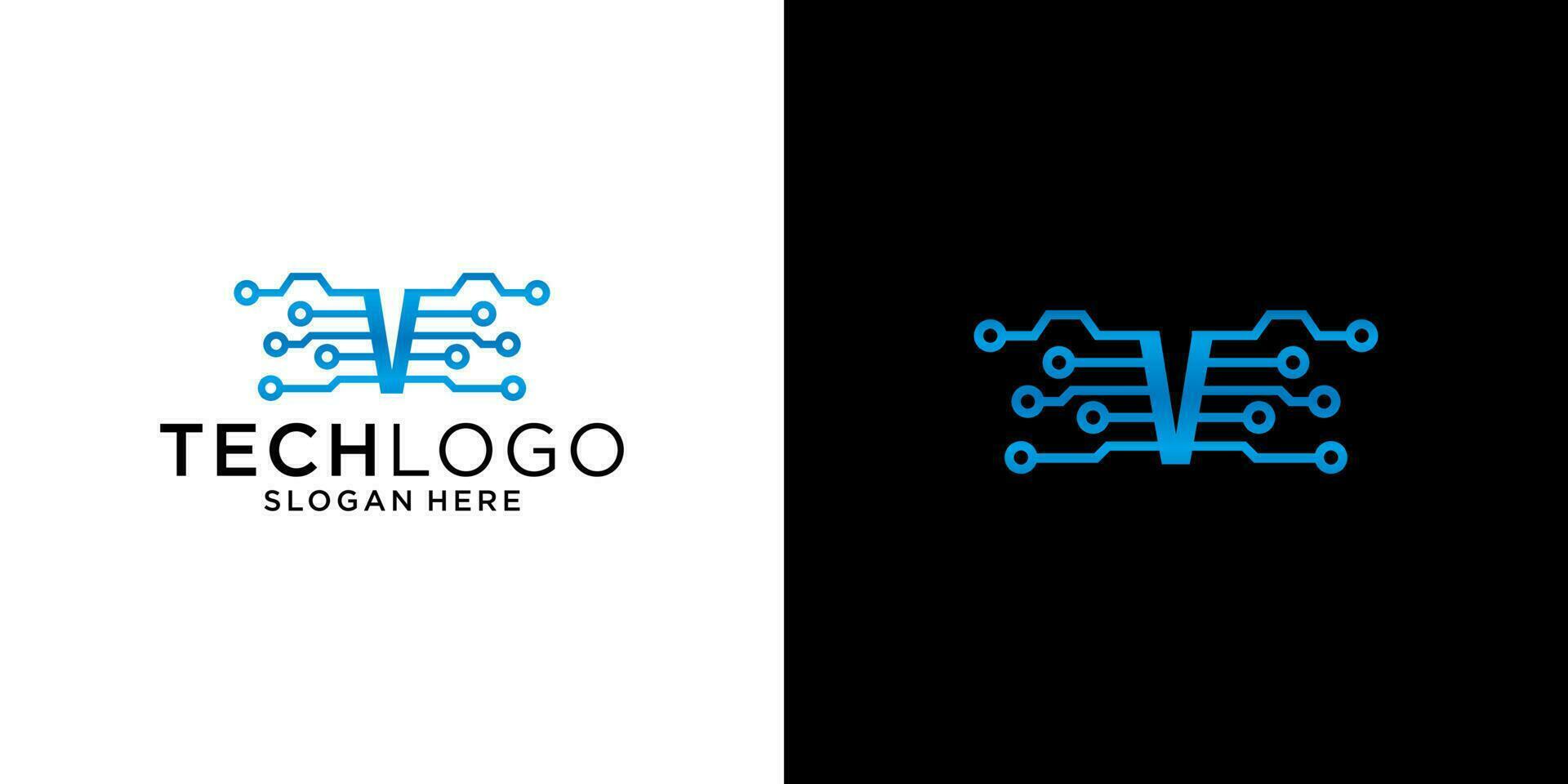 modelo de design de tecnologia de logotipo v vetor