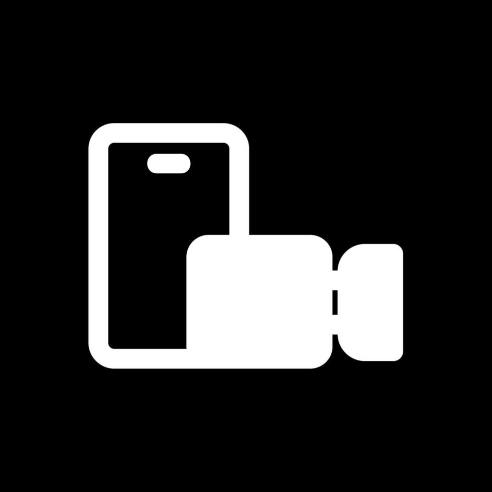 ícone invertido de glifo de chamada de vídeo vetor