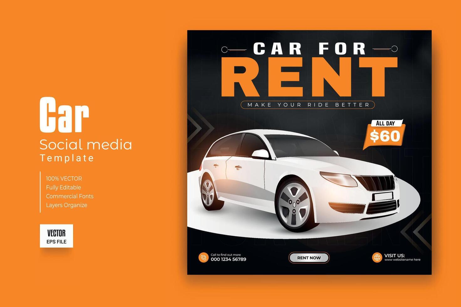 carro aluguel promoção social meios de comunicação postar bandeira modelo vetor