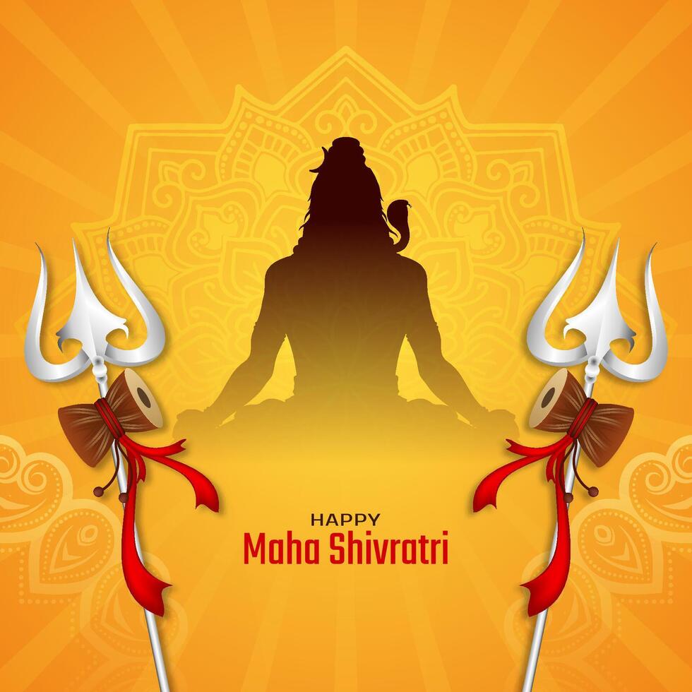 feliz maha Shivratri senhor shiva adoração religioso indiano festival cartão vetor