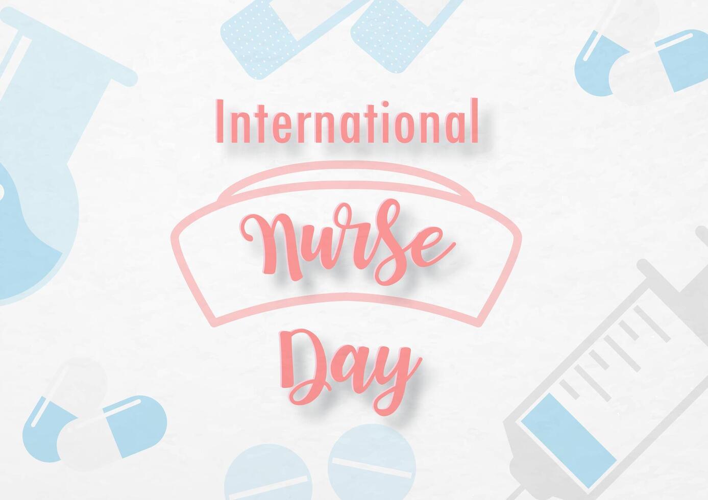 enfermeira chapéu com letras internacional enfermeira dia e médico ícone em branco fundo. todos dentro poster vetor Projeto do internacional enfermeira dia.