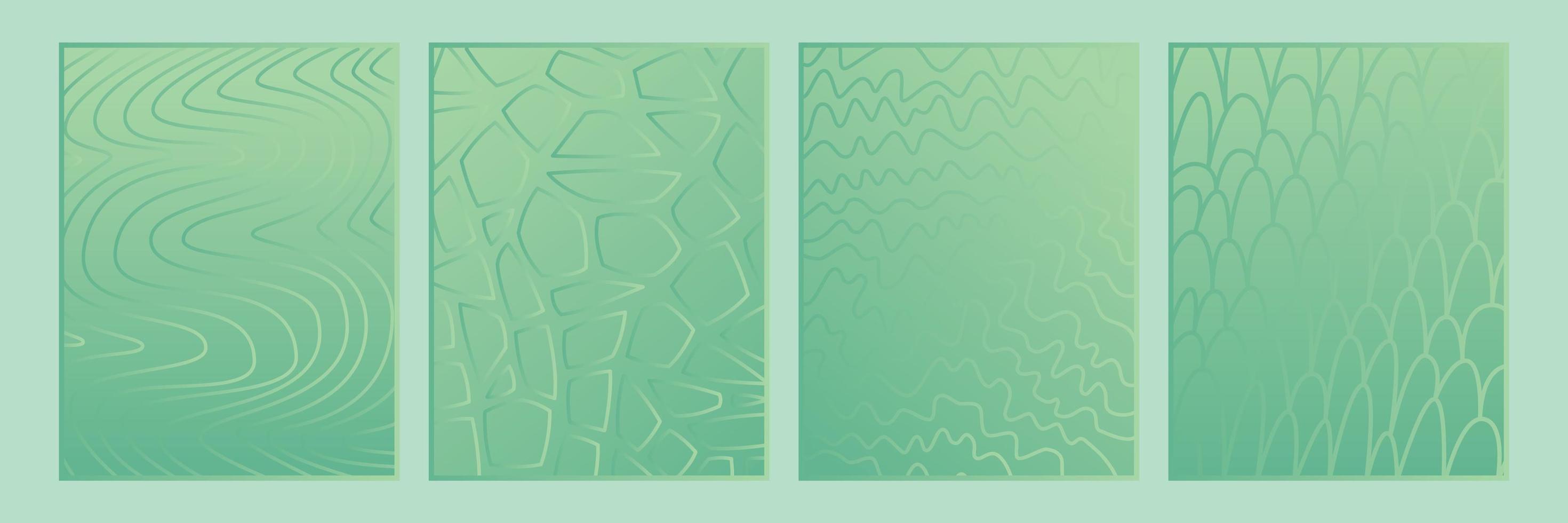 conjunto de capa de livreto verde. estilo gradiente e totalmente editável. vetor