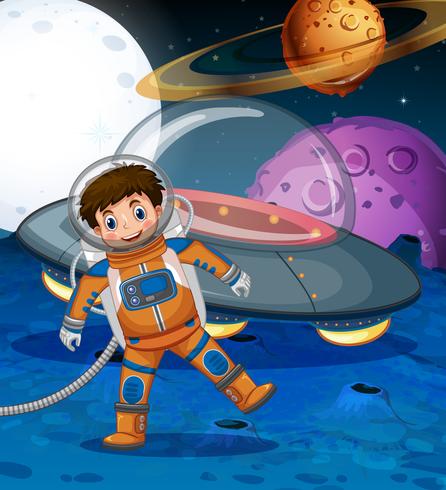 Astronauta andando na lua vetor