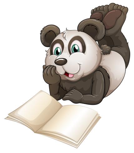 Um panda com um livro vazio vetor