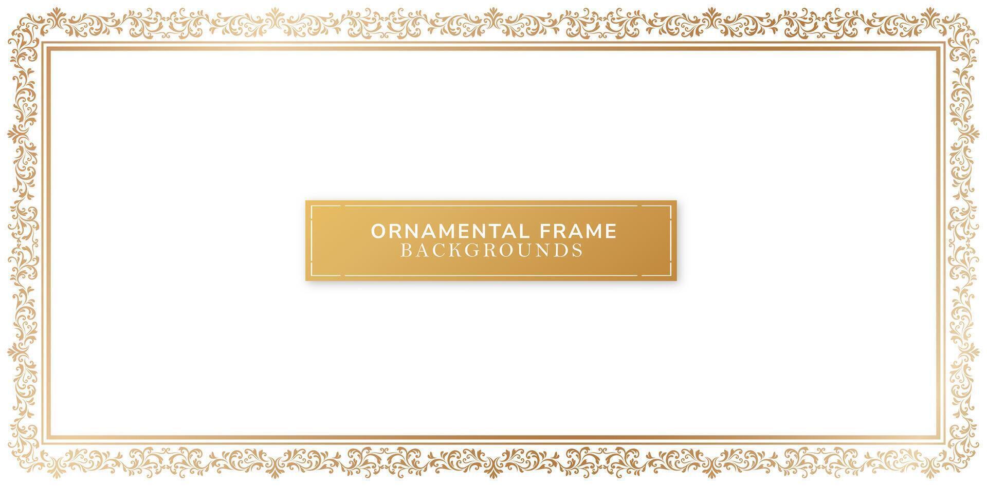 quadro, Armação ornamental elegante vetor modelo dourado cores para decoração certificado do conclusão modelo, Casamento convite cobrir, papelaria Projeto material, área coberta tela impressão, papel construir impressões